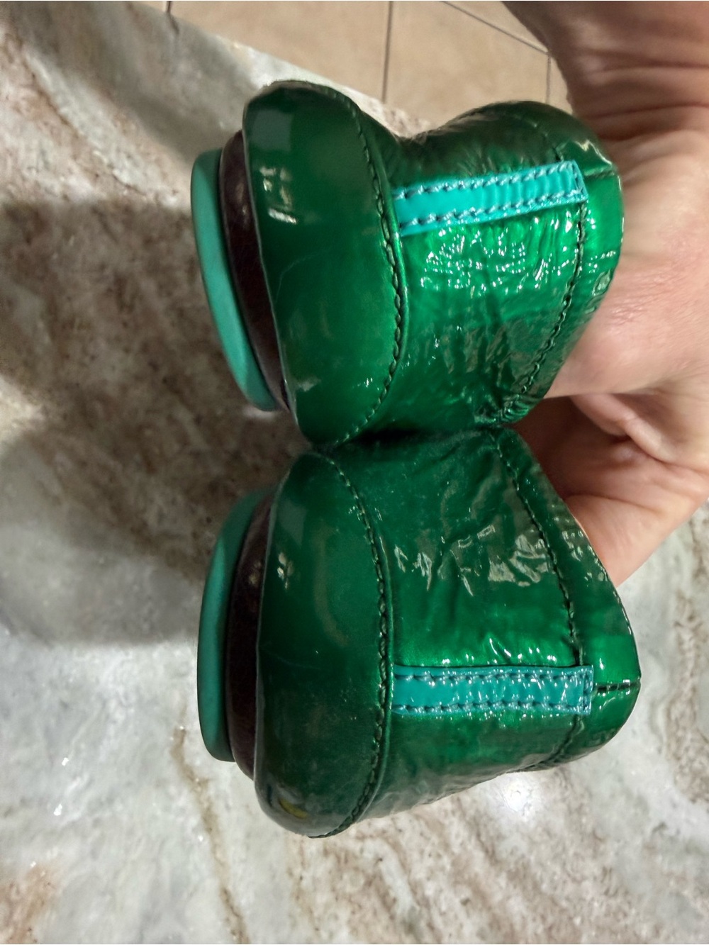 Tieks Emerald Green Patent Leather Ballet Flats - Picture 2 of 5